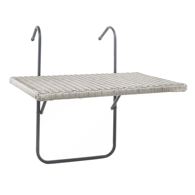 Hi Table De Balcon Pliante Avec Dessus En Osier 60X40 Cm Gris