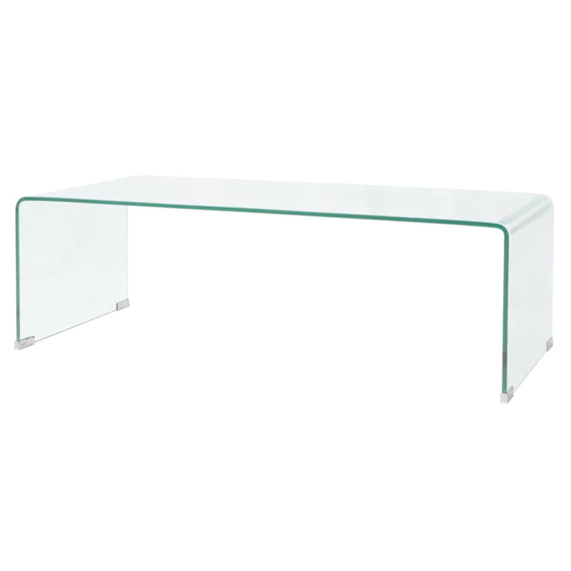 Table Basse 98X45X30 Cm Verre Trempé Transparent