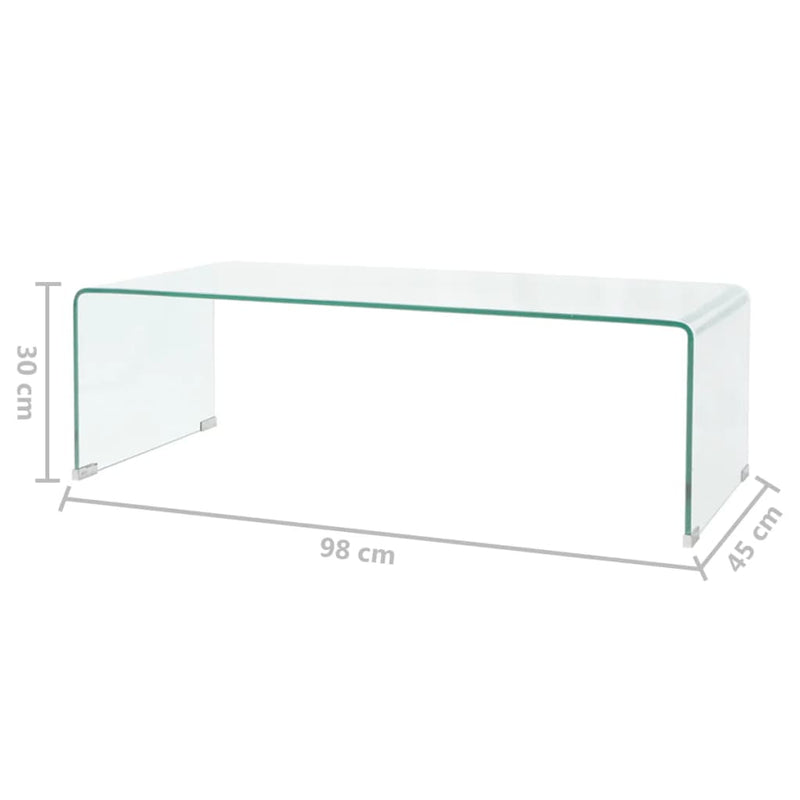 Table Basse 98X45X30 Cm Verre Trempé Transparent