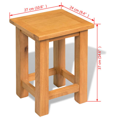 Table D'appoint 27 X 24 X 37 Cm Bois De Chêne Massif