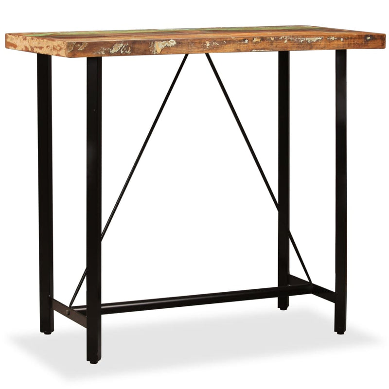 Table De Bar 150X70X107 Cm Bois Massif De Récupération Et Fer