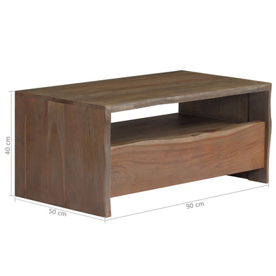 Table Basse Acacia Massif Bord Assorti 90X50X40 Cm