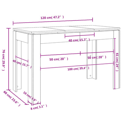 Table À Manger 120X60X76 Cm Bois D'ingénierie