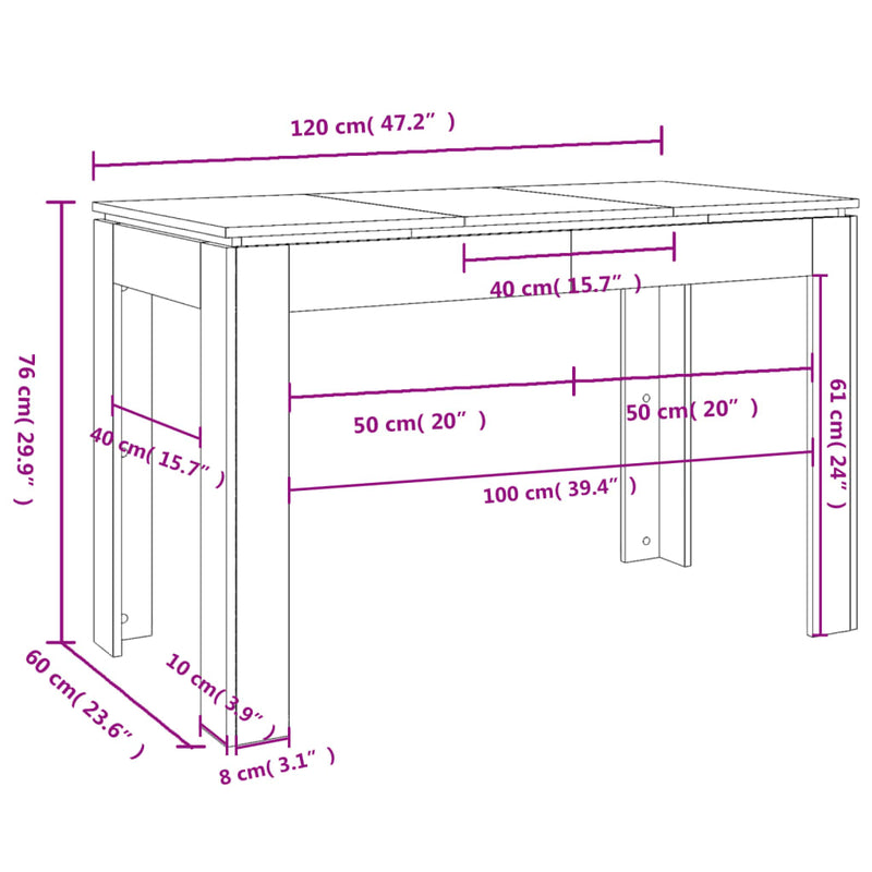 Table À Manger 120X60X76 Cm Bois D&