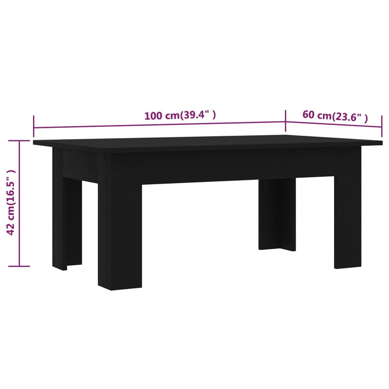 Table Basse 100X60X42 Cm Bois D’ingénierie