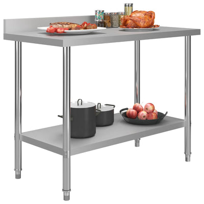 Table De Travail De Cuisine Avec Dosseret Inox