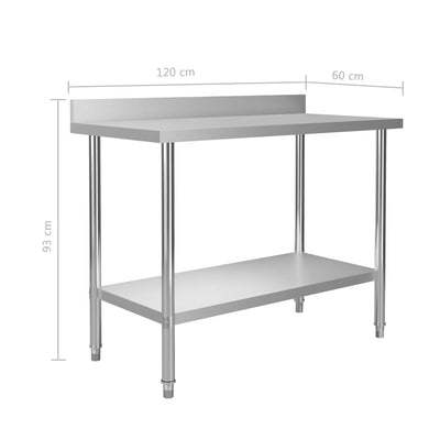 Table De Travail De Cuisine Avec Dosseret Inox