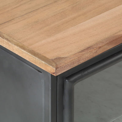 Table De Chevet Gris 40X30X50 Cm Bois D'acacia Massif