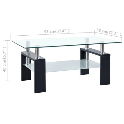 Table Basse Et Transparent 95X55X40 Cm Verre Trempé