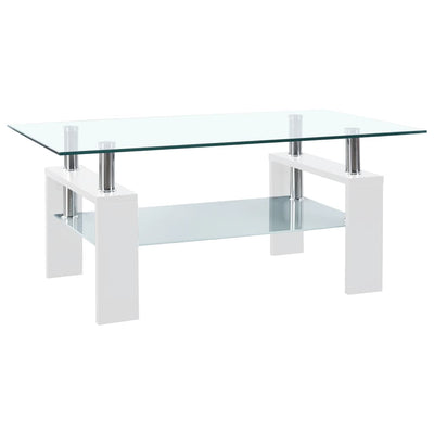 Table Basse Et Transparent 95X55X40 Cm Verre Trempé