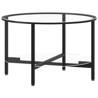 Table À Thé Noir Et 70 Cm Verre Trempé