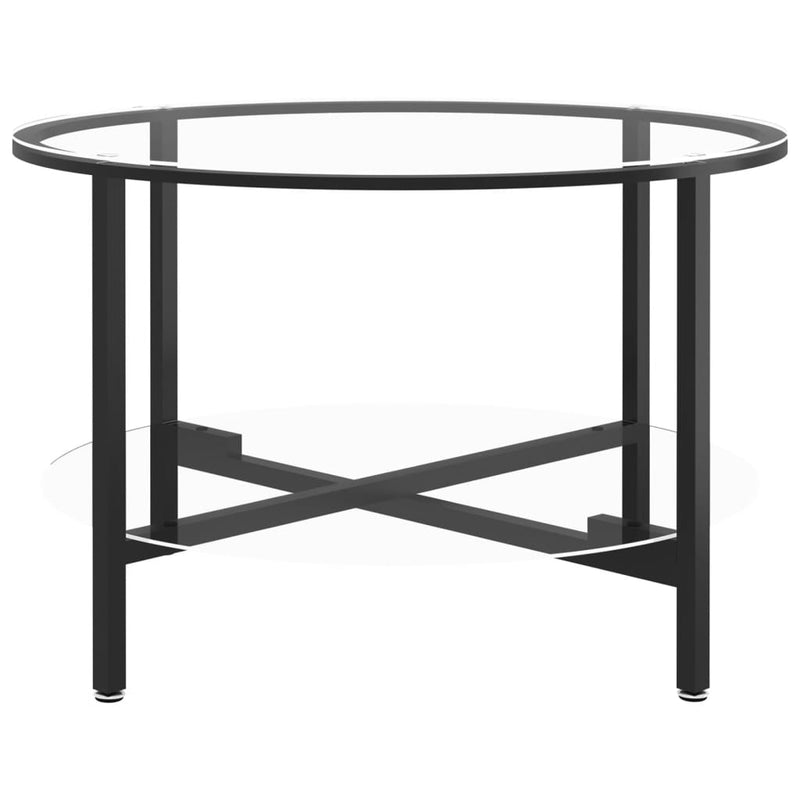 Table À Thé Noir Et 70 Cm Verre Trempé