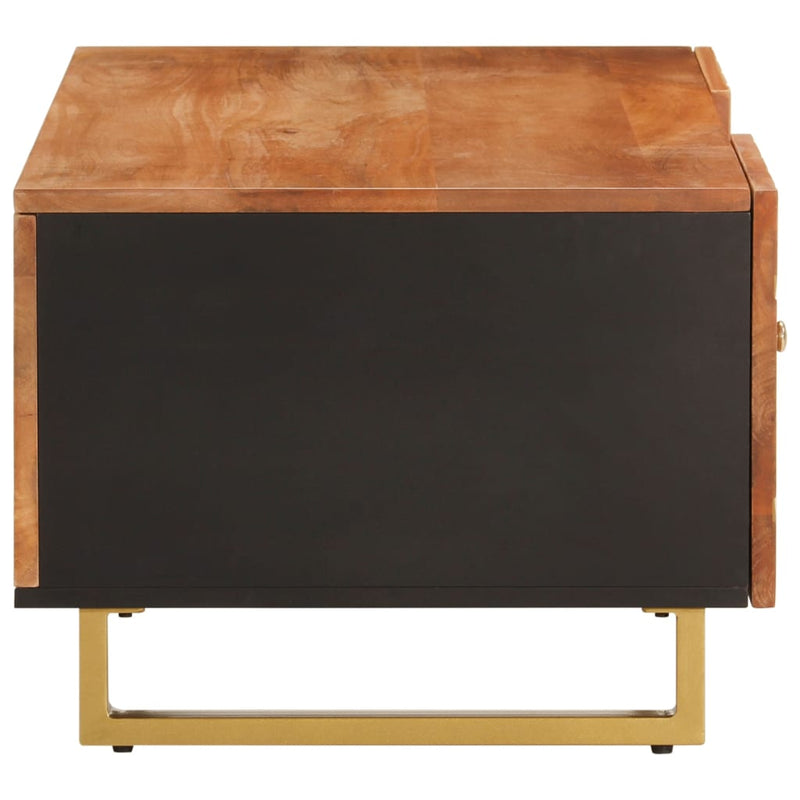 Table Basse Marron Et Noir 100X54X40 Cm Bois Massif De Manguier