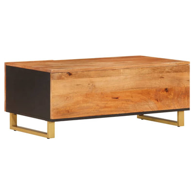 Table Basse Marron Et Noir 100X54X40 Cm Bois Massif De Manguier