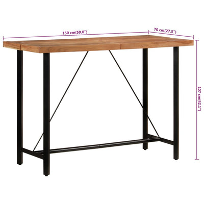 Table De Bar 150X70X107 Cm Bois Massif D'acacia Et Fer