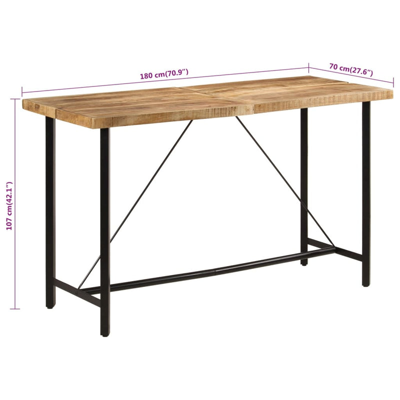 Table De Bar Bois Massif De Manguier Et Fer