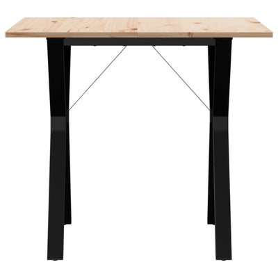 Table À Manger Cadre En Y 90X90X75 Cm Bois De Pin Massif Fonte