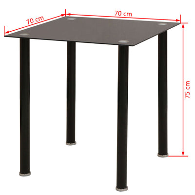 Ensemble de table à manger noire en verre trempé et chaises durables en acier laqué