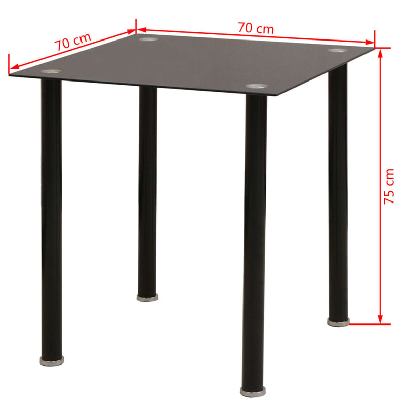 Ensemble de table à manger noire en verre trempé et chaises durables en acier laqué