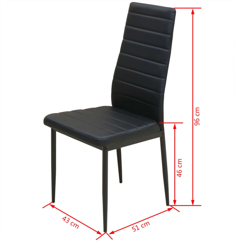 Ensemble de table à manger noire en verre trempé et chaises durables en acier laqué