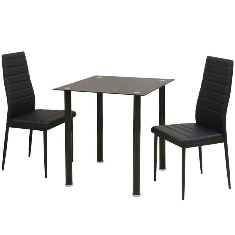 Ensemble de table à manger noire en verre trempé et chaises durables en acier laqué