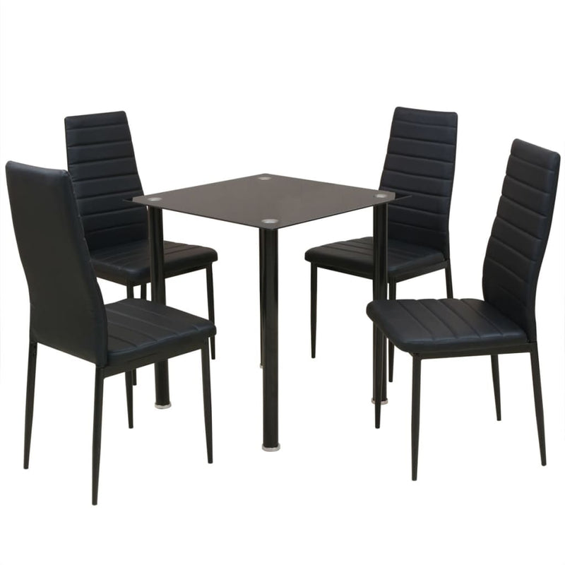 Ensemble de table à manger noire en verre trempé et chaises durables en acier laqué