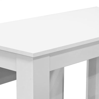 Table à manger blanche en bois d'ingénierie avec bancs