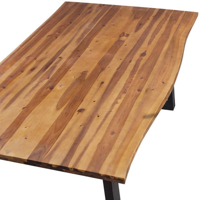 Table à manger moderne et solide en bois d'acacia massif