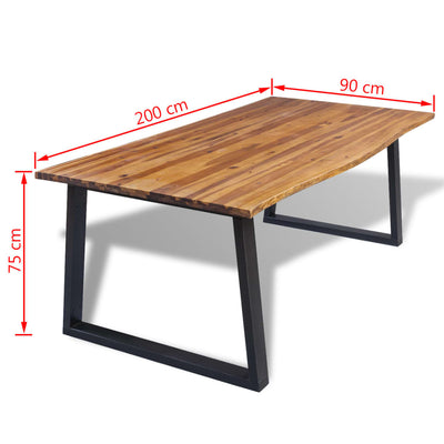 Table à manger moderne et solide en bois d'acacia massif