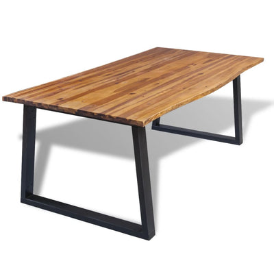 Table à manger moderne et solide en bois d'acacia massif