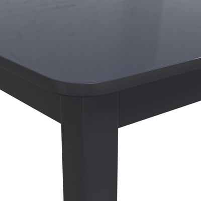 Table à manger noire en bois d'hévéa massif taille compacte