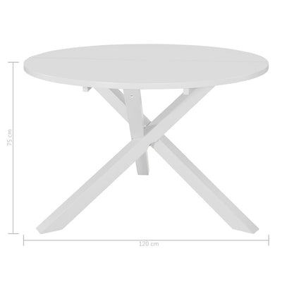 Table à manger ronde et blanche en bois d'hévéa massif