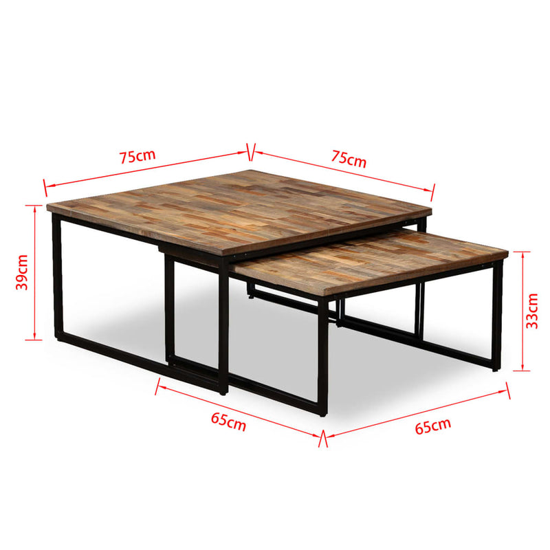 Table basse en teck massif avec 2 pièces