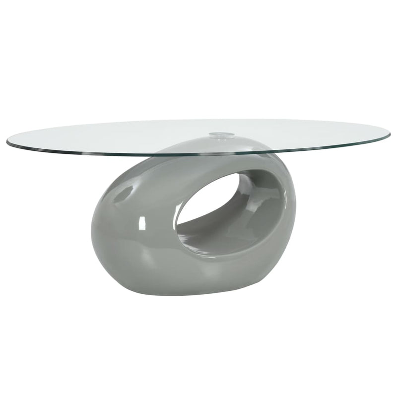 Table Basse Avec Dessus De Table En Verre Ovale Blanc Brillant