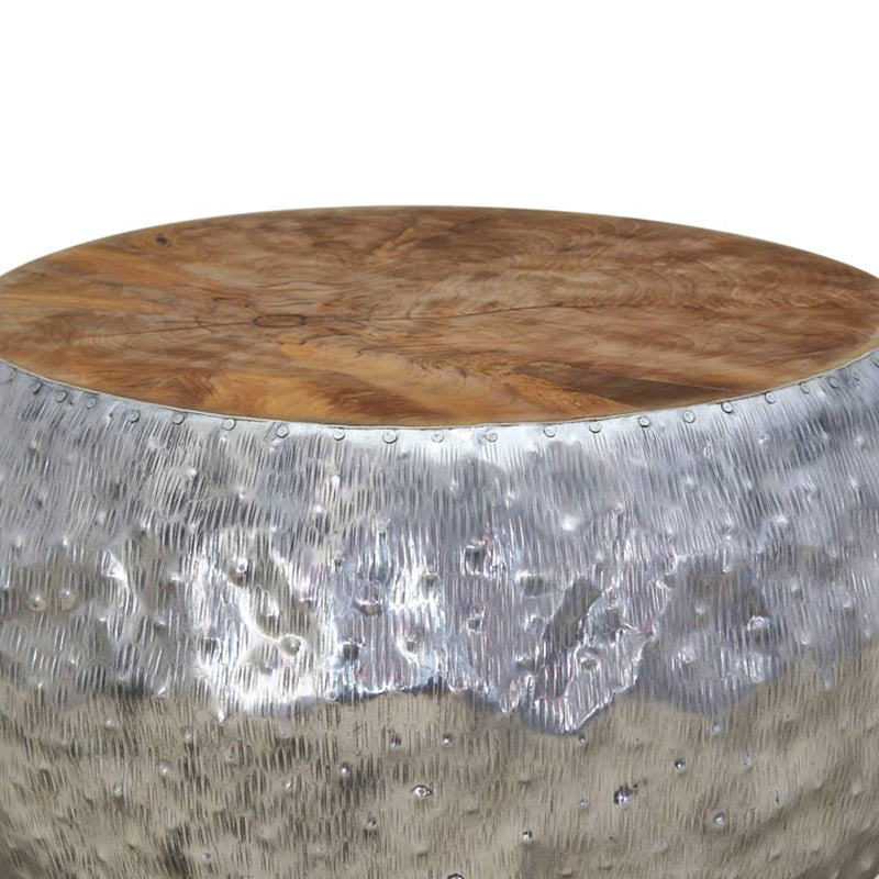 Table basse moderne et artistique en teck et en aluminium