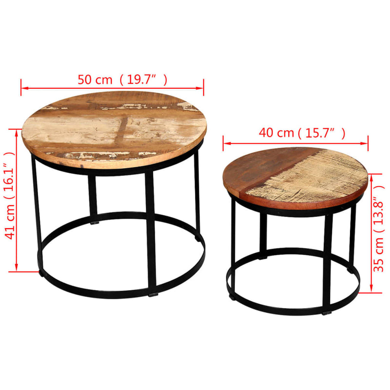 Table basse rond en bois massif récupéré