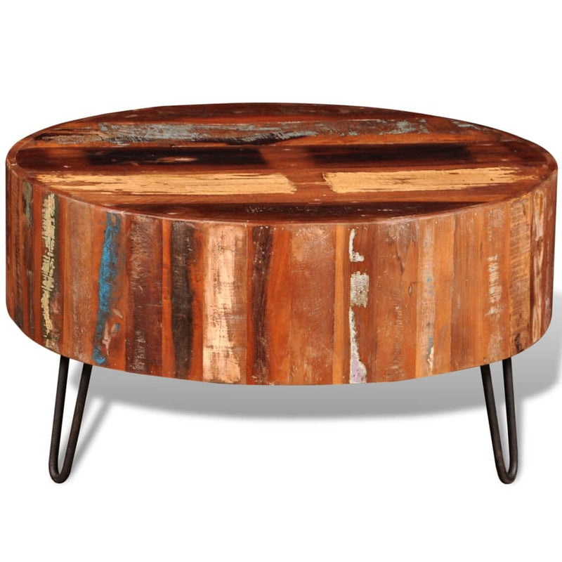 Table basse ronde solide design en bois massif