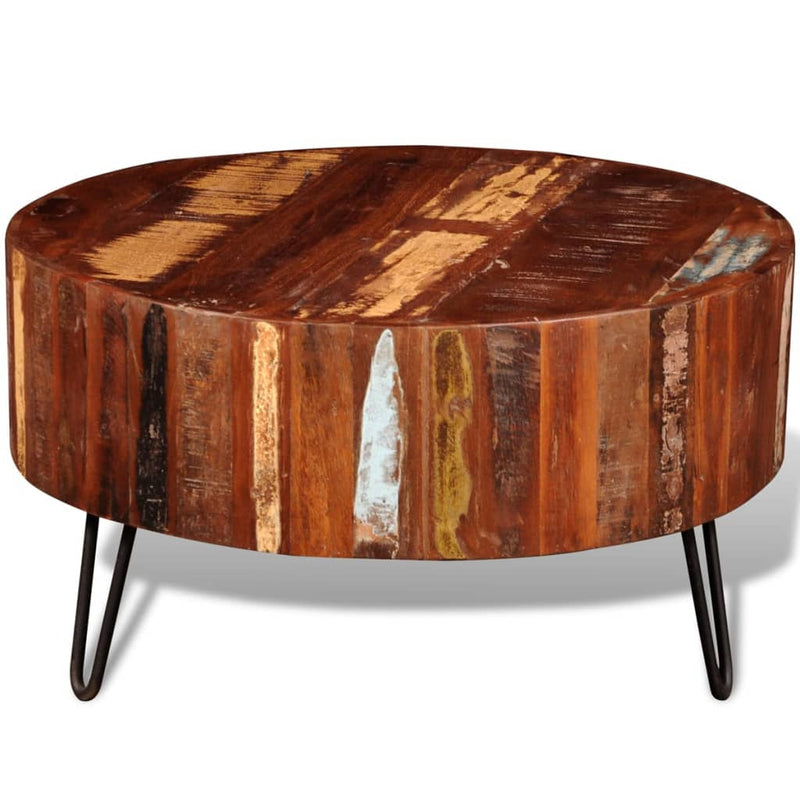 Table basse ronde solide design en bois massif