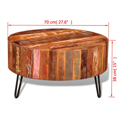 Table basse ronde solide design en bois massif