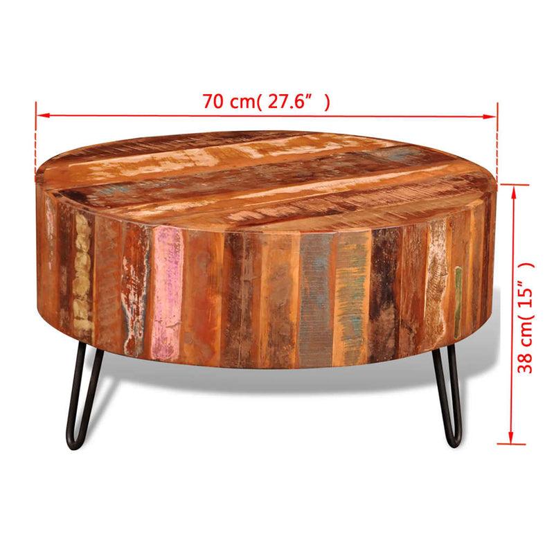 Table basse ronde solide design en bois massif