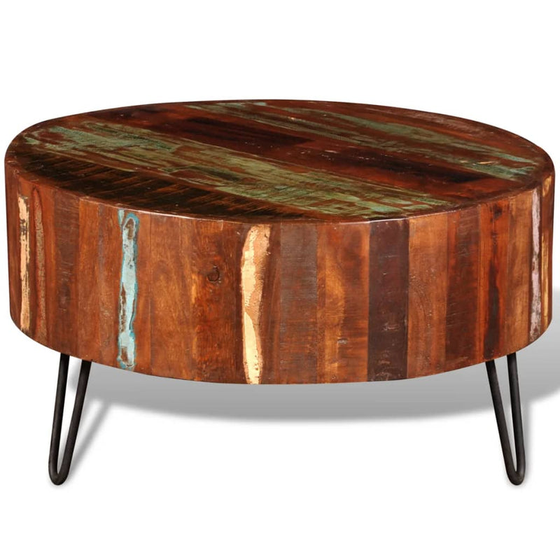 Table basse ronde solide design en bois massif