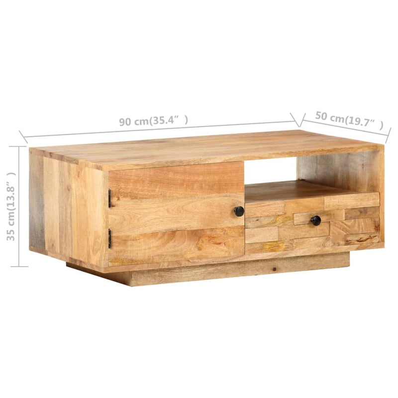 Table basse solide avec placards en bois de manguier