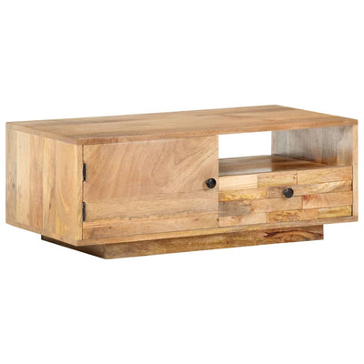 Table basse solide avec placards en bois de manguier