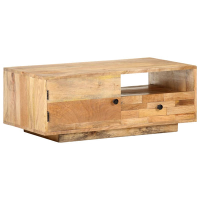 Table basse solide avec placards en bois de manguier