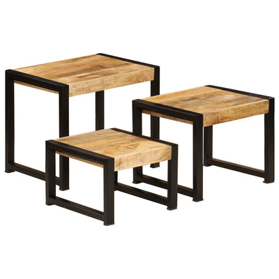 Tables Gigognes 3 Pcs Bois De Récupération Massif