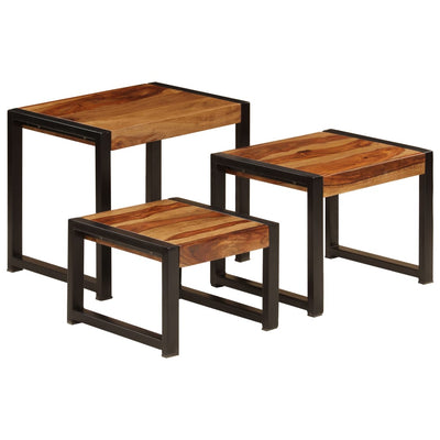 Tables Gigognes 3 Pcs Bois De Récupération Massif