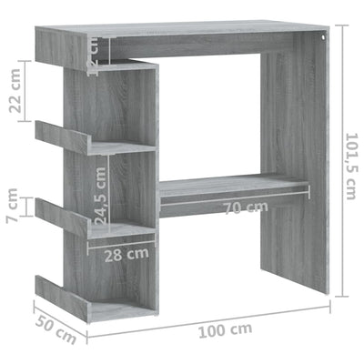 Table de bar design et pratique en bois d'ingénierie avec plusieurs rangement