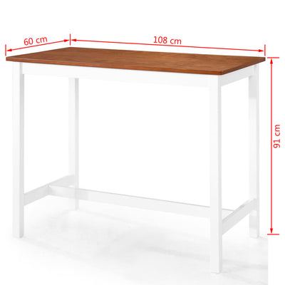 Table de bar élégant et solide en bois massif avec quatre tabourets