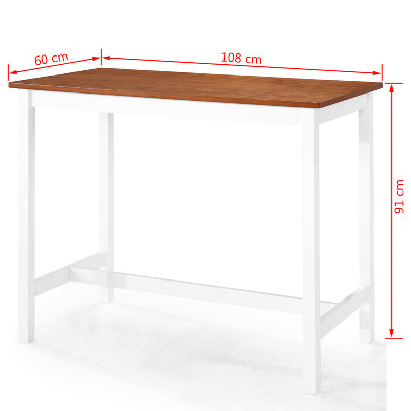 Table de bar élégant et solide en bois massif avec quatre tabourets