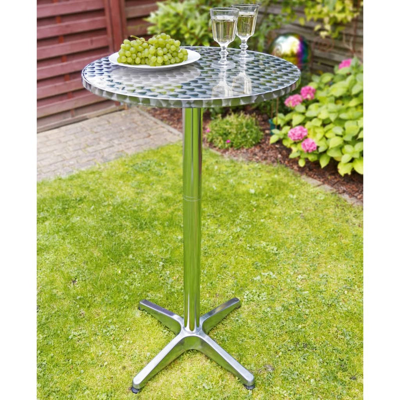 Table de bar professionnel en aluminium et acier inoxydable réglable et compacte